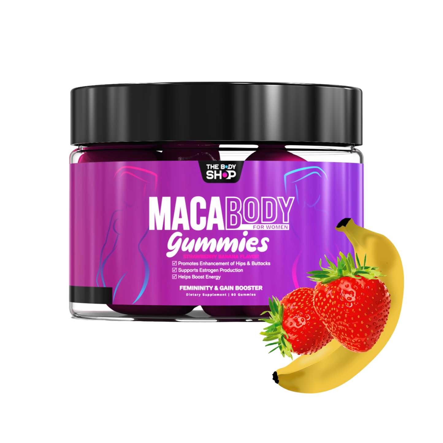 STRAWBERRY/BANANA MACABODY Gain Booster Gummies (Month Supply)